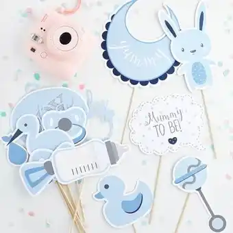 Tesco Blue Baby Shower Photo Booth Props - Pack of 13 offer