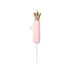 Tesco Baby Pink First Birthday Candle 14cm offer