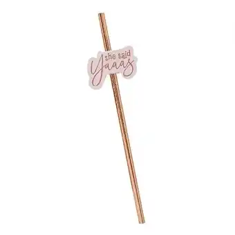 Tesco Rose Gold She Said Yaaas Hen Party Foil Paper Straws - Pack of 20 offer