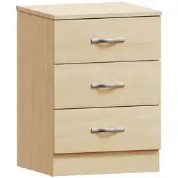 Tesco Vida Designs Riano 3 Drawer Bedside Chest Cabinet Table Nightstand, Pine offer