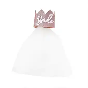 Tesco Hen Party Rose Gold Glitter Bride Crown With Veil offer