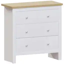 Tesco Vida Designs Arlington 4 Drawer Chest of Drawers Shaker Bedroom Storage, White & Oak offer