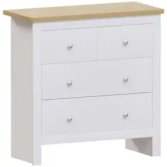 Tesco Vida Designs Arlington 4 Drawer Chest of Drawers Shaker Bedroom Storage, White & Oak offer