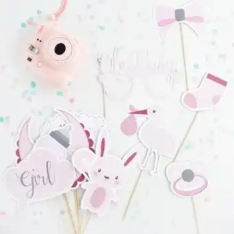 Tesco Pink Baby Shower Photo Booth Props - Pack of 13 offer