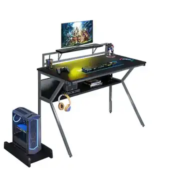 Tesco Grey Ergonomic 2 Tier Computer Gaming Office Desk offer