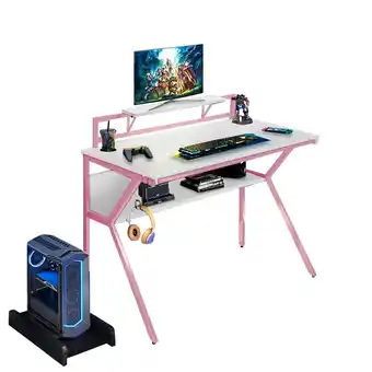 Tesco Pink Ergonomic 2 Tier Computer Gaming Office Desk offer