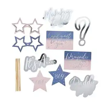 Tesco Gender Reveal Photo Booth Props - Pack of 10 offer