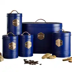 Tesco Retro Inspired Matt & Copper 5 Piece Kitchen Canister Set Navy offer