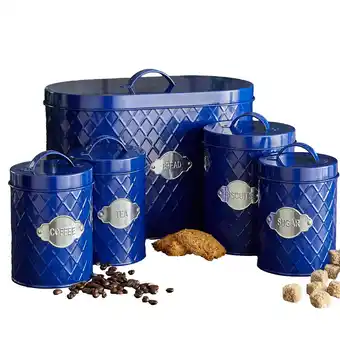 Tesco Navy Embossed 5 Piece Kitchen Canister Set offer