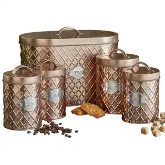 Tesco Copper Embossed 5 Piece Kitchen Canister Set offer