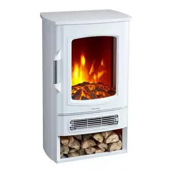 Tesco 1000W / 2000W Electric Heater With Realistic Flame and Log Store - White offer