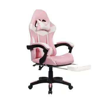 Tesco Pink/Black Massage Leather Gaming Chair with Footrest offer