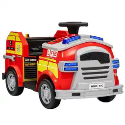 Tesco AIYAPLAY 12V Ride on Fire Truck w/ Siren Flashing Lights offer