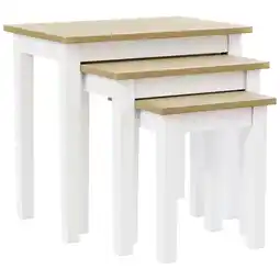 Tesco Vida Designs Yorkshire Set of 3 Nest of Tables Sofa Side End Table, White & Oak offer