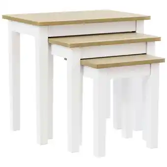 Tesco Vida Designs Yorkshire Set of 3 Nest of Tables Sofa Side End Table, White & Oak offer