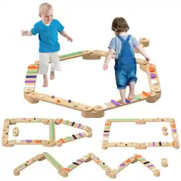 Tesco AIYAPLAY Wooden Balance Beam for Kids 3-8 Years Indoor Outdoor Use offer