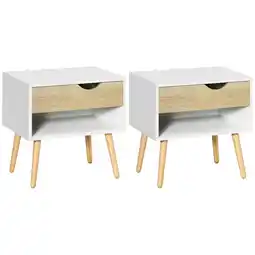 Tesco HOMCOM Set of 2 Bedside Table with Drawer & Shelf, Nightstand offer