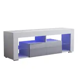 Tesco Vida Designs Luna 2 Drawer LED TV Unit Entertainment Stand, White & Grey offer