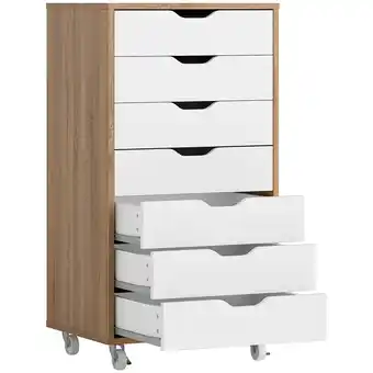 Tesco Vinsetto Mobile Filing Cabinet, 5-drawer with Wheels, Oak offer