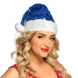 Tesco Royal Blue Sequin Santa Hat Christmas Fancy Dress offer