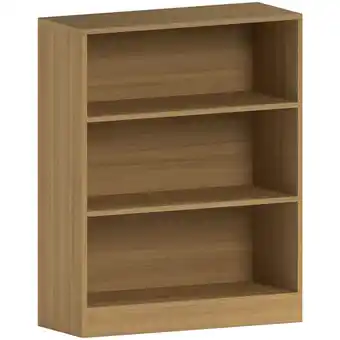 Tesco Vida Designs Cambridge 3 Tier Low Bookcase Display Storage, Oak offer