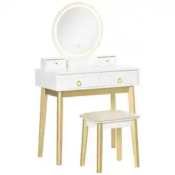 Tesco HOMCOM Dressing Table Set With LED Mirror, Stool and 4 Drawers offer