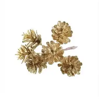 Tesco Light Gold Pinecone Bunch Artificial Plant Decoration 13cm offer