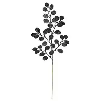 Tesco Black Glitter Eucalyptus Stem Artificial Flower Decoration 60cm offer