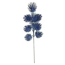 Tesco Royal Blue Glitter Feather Leaf Stem Artificial Foliage Decoration 72cm offer