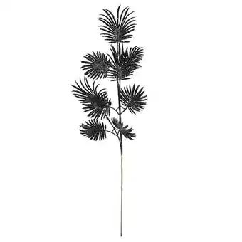 Tesco Black Glitter Feather Leaf Stem Artificial Foliage Decoration 71cm offer