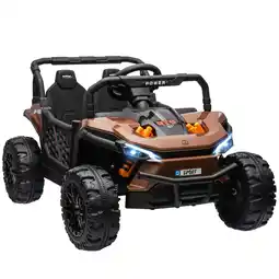 Tesco AIYAPLAY Kids Ride on Car, 12V Electric Truck w/ Horn Lights USB - Brown offer