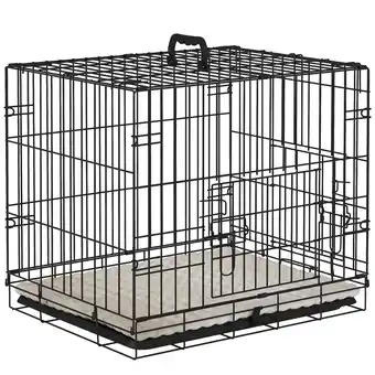 Tesco PawHut Dog Crate with 2 Doors, Tray, Soft Cushion, for Extra Small Dogs offer