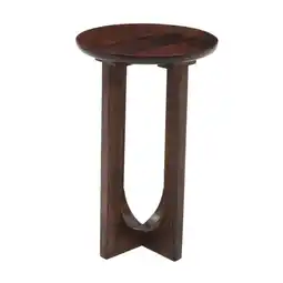 Tesco Monco Natural Mango Wood Round Inverted Legs Side Table - Dark offer