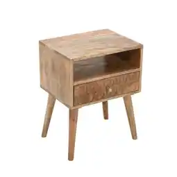 Tesco Zenon Light Mango Wood Bedside Table with 1 Drawer and Open Slot offer