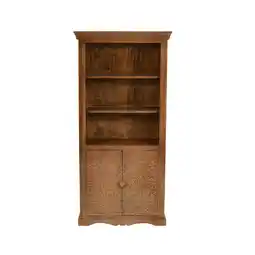 Tesco Viva Mango Wood Large Corner Bookcase 3 Shelving and 1 Door offer