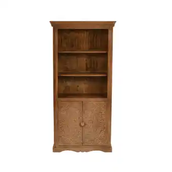 Tesco Viva Mango Wood Large Corner Bookcase 3 Shelving and 1 Door offer