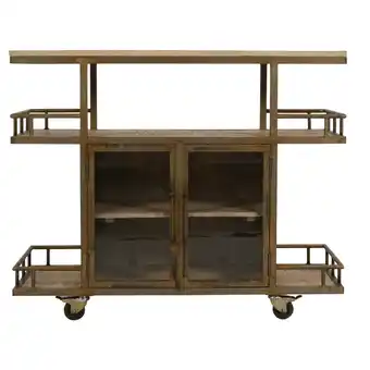 Tesco Monco Wood And Metal Bar Cart / Wine Trolley With Double Door Storage offer