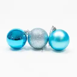 Tesco Turquoise Blue Shatterproof Christmas Baubles 6cm - Pack of 6 offer