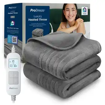 Tesco Pro Breeze Fleece Electric Heated Throw - Grey offer