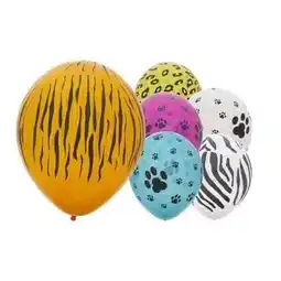 Tesco Safari Animal Print Assorted Latex Balloons 30cm / 12 in - Pack of 6 Multi offer