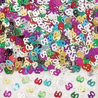 Tesco Age 60 Metallic Assorted Table Confetti 14 Grams offer