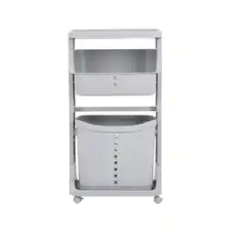 Tesco Living and Home 3-Tier Storage Rack Laundry Basket with Wheels offer