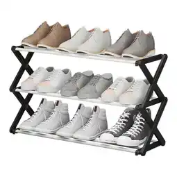 Tesco Living and Home Foldable 3-Tier Metal Shoe Rack - Black offer