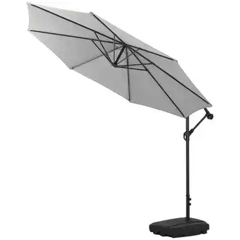 Tesco Living and Home 3M Large Banana Cantilever Patio Parasol with Base on Wheels - Light Grey offer