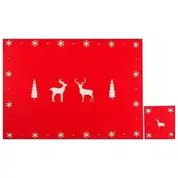 Tesco Red Christmas Woodland Felt Placemat & Coaster Set - Pack of 8 offer