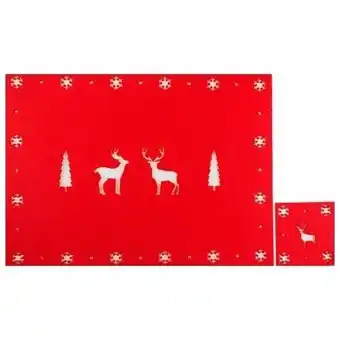 Tesco Red Christmas Woodland Felt Placemat & Coaster Set - Pack of 8 offer