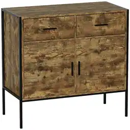 Tesco Vida Designs Brooklyn 2 Door 2 Drawer Sideboard Industrial Buffet Cabinet Storage, Dark Wood offer