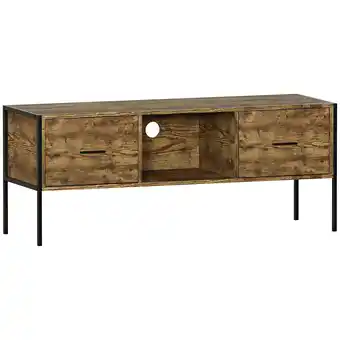 Tesco Vida Designs Brooklyn 2 Drawer TV Unit Industrial Entertainment Storaeg, Dark Wood offer