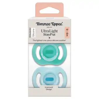 Tesco Tommee Tippee Ultra Light Stay Put Soothers x2 0-6 Months offer