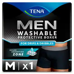 Tesco TENA MEN Washable Incontinence Boxer Black Size Medium offer